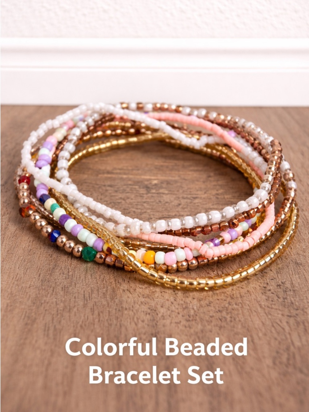 Colorful Beaded Bracelet Set Easy Simple Cute Everyday